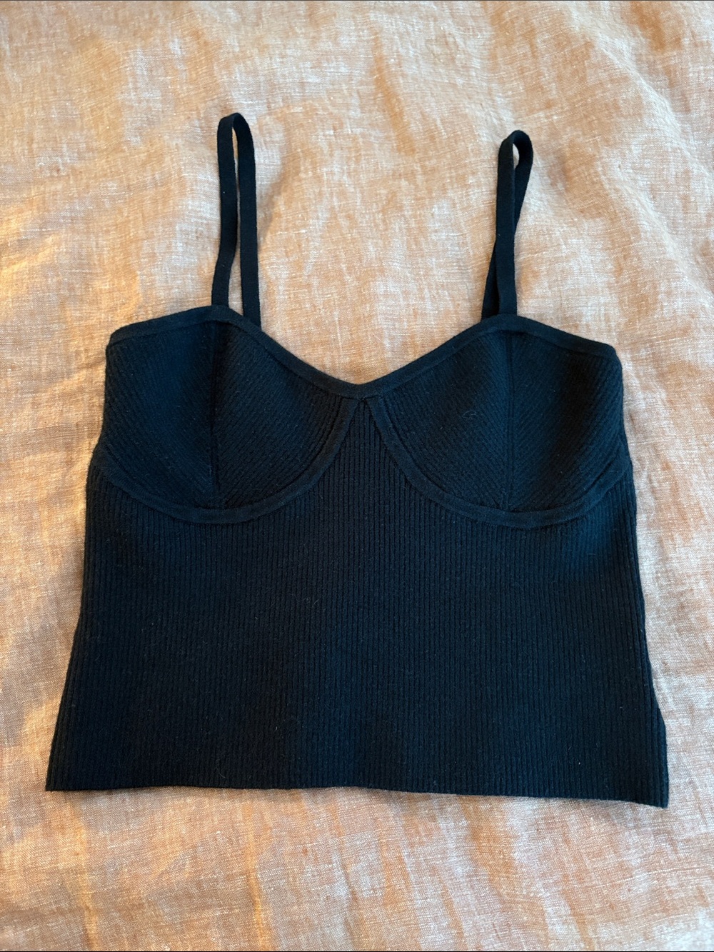 Madewell Black Ribbed Crop Top
